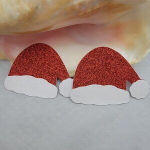 Pair Santa hat glitter Chirstmas pasties red white NWT